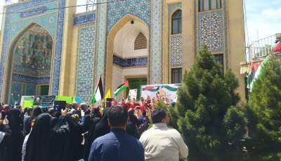 ایستگاه فرهنگی قدس در مسیر راهپیمایی شهر کرمان